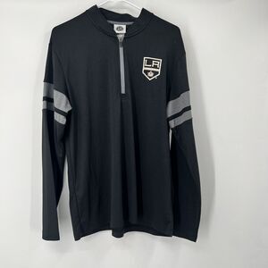 NHL LA KINGS Official Licensed Long Sleeve Quarter Zip Mens L Shirt Black Hockey